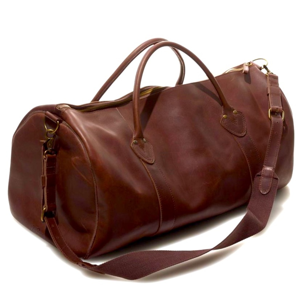 LL Bean Signature Leather Duffle Bag Brown